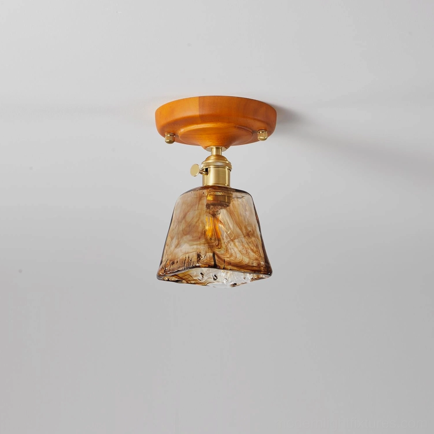 Retro amber textured glass ceiling light multiple fixture arrangement hallway design