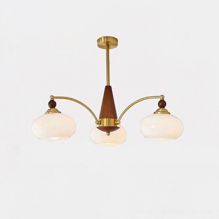 Retro Calliope 3-head caramel glass chandelier - warm amber tone shade finish