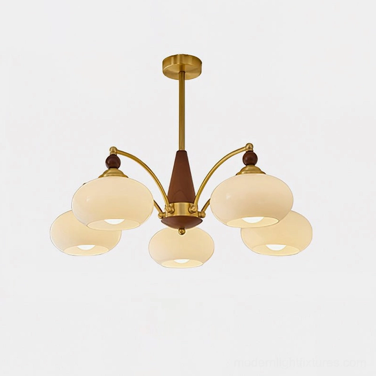 Retro Calliope 5-head chandelier white finish variant - alternative color option for modern interiors