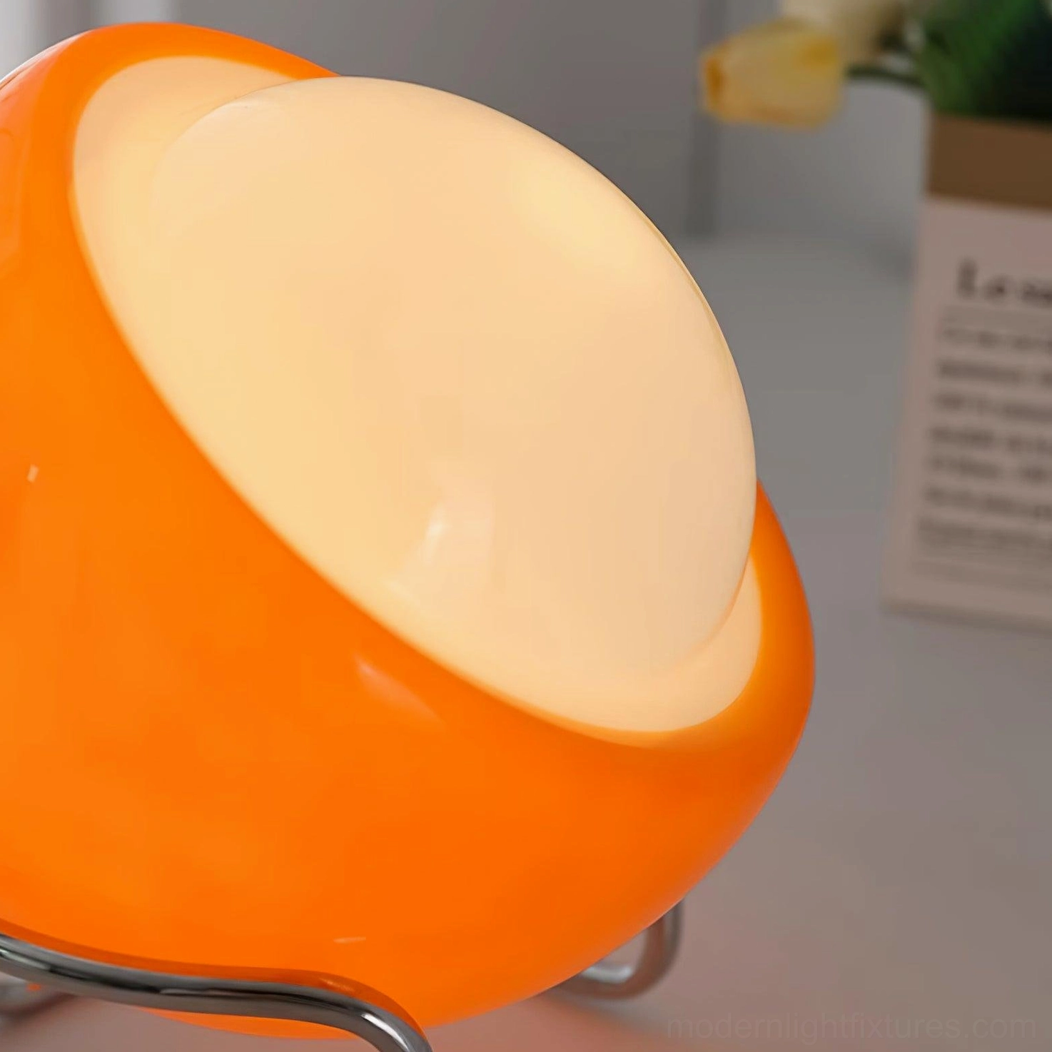 Retro dome table lamp Bauhaus period design with sculptural stand in home office environment