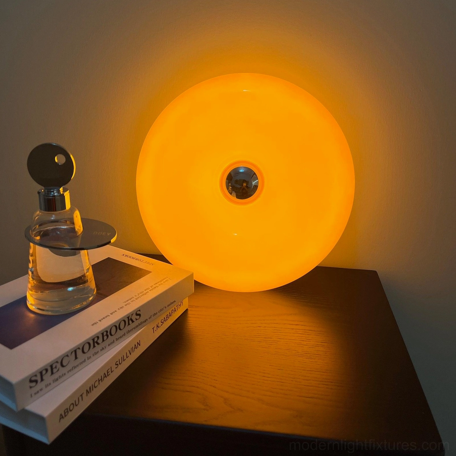 Retro orange donut shaped table lamp accent lighting for modern minimalist living room