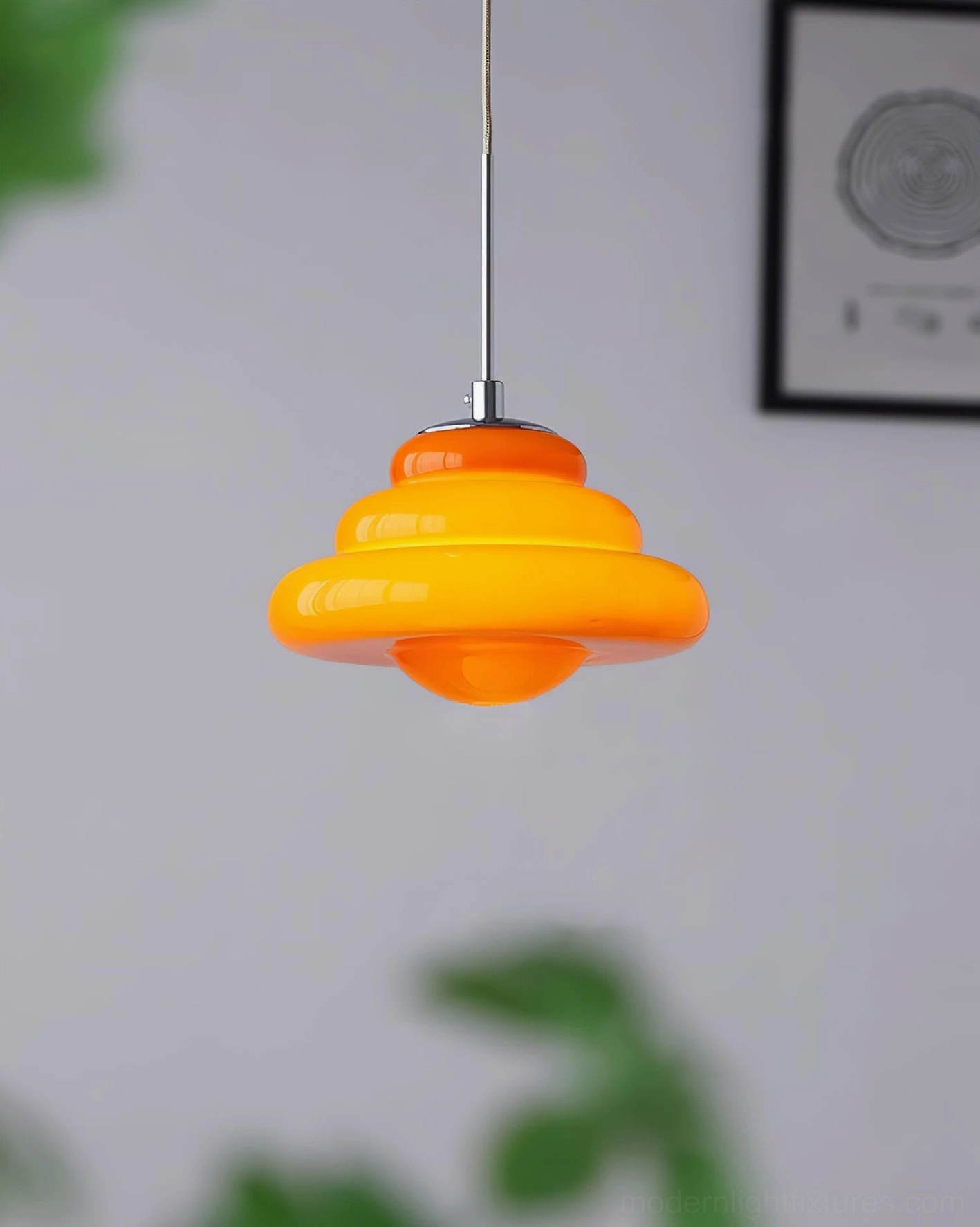 Retro tiered pendant lamp in multiple colors for eclectic and bohemian interior design styles