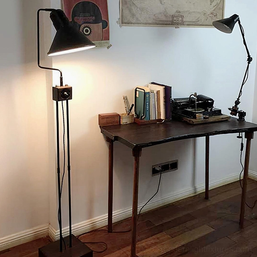 Industrial floor lamp home office desk warm task lighting retro workspace