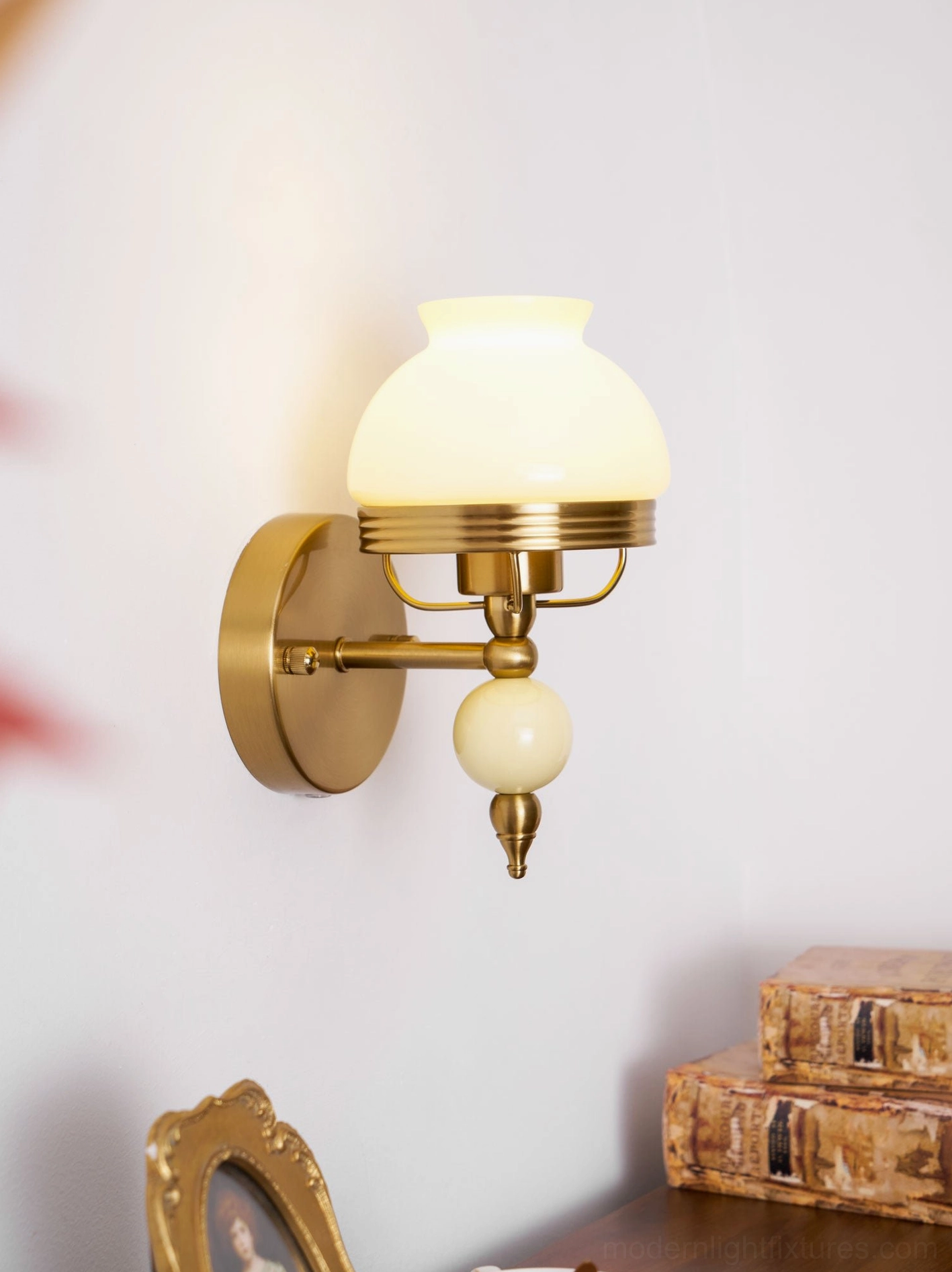 Retro wall lamp displayed as part of vintage interior design collection