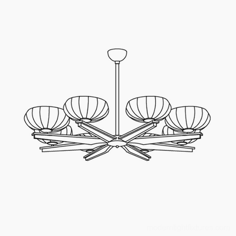 Reya mid-century modern wood chandelier with nickel and black wood finish, alternative color option showcase