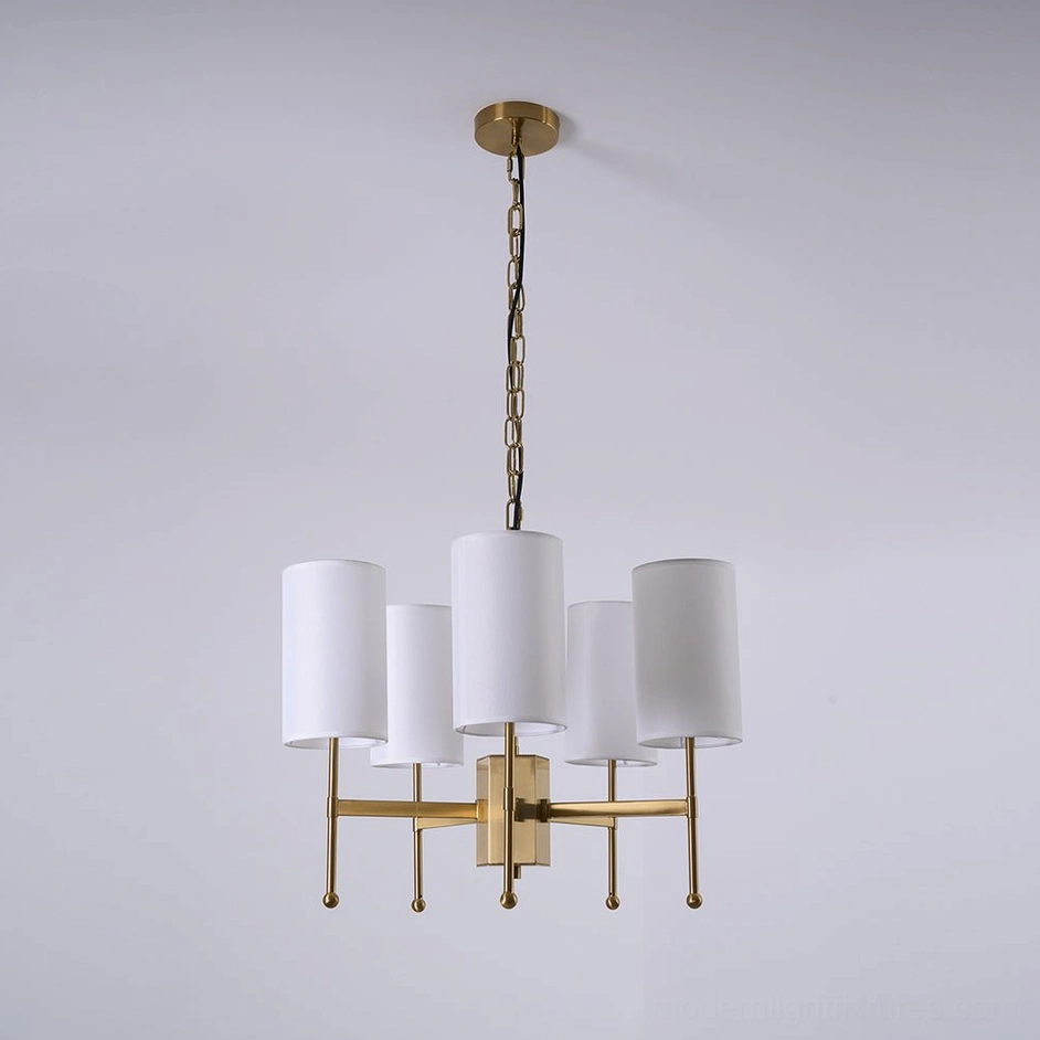 Rhodes 5-head chandelier configuration - compact mid-century modern design for smaller spaces