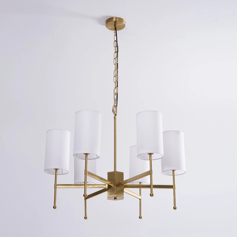 Installation view of Rhodes mid-century modern chandelier in contemporary home interior space
