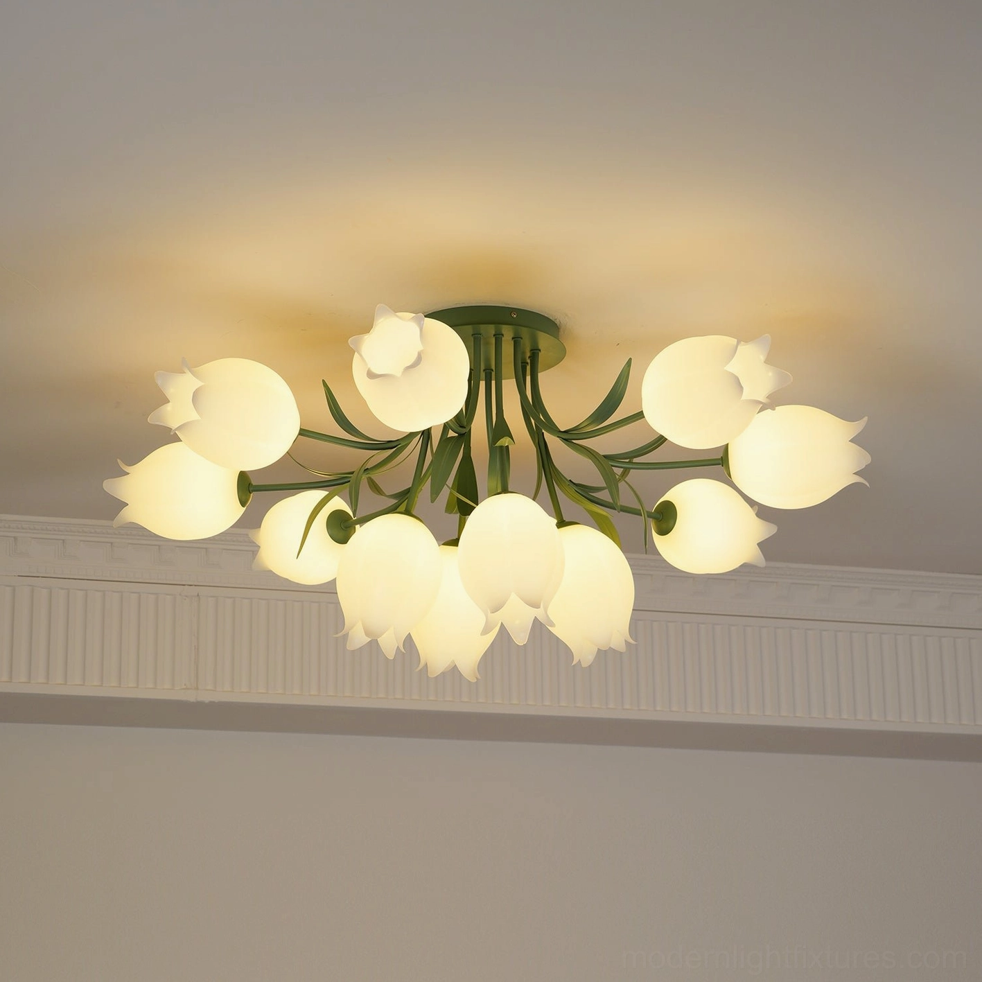 Ricko 12-head lily ceiling light foyer installation - grand entrance sculptural lighting feature
