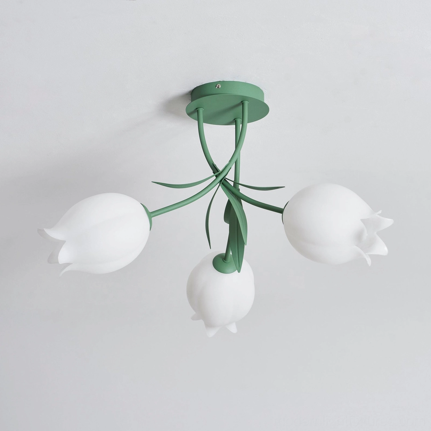 Ricko 3-head lily ceiling light bedroom installation - intimate ambient lighting space enhancement