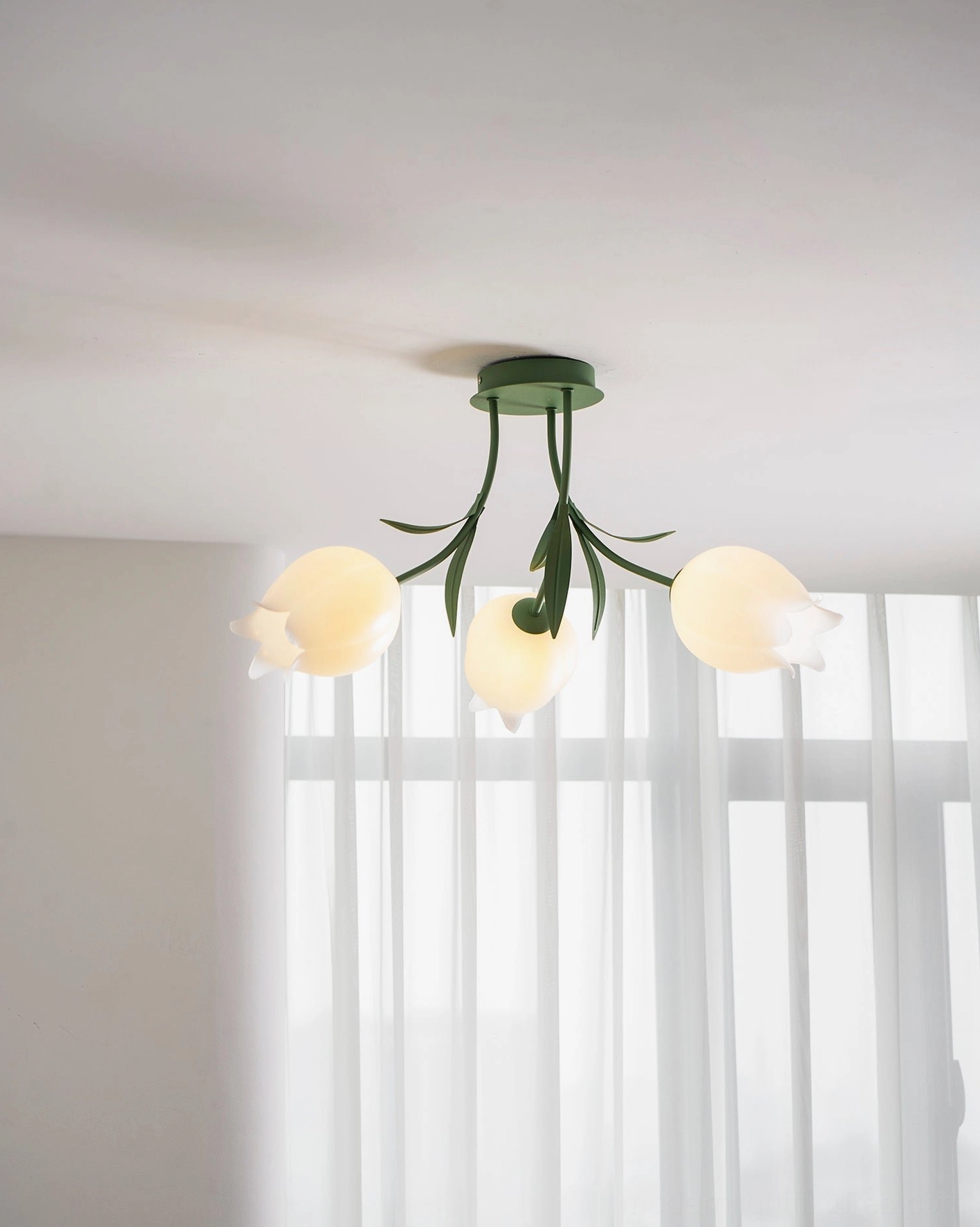Ricko 3-head lily fixture complete product shot - cream and sage green color options display