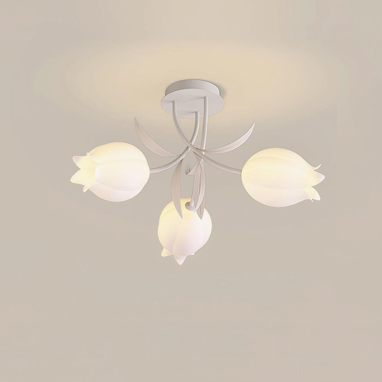 Ricko 3-head lily ceiling light cream acrylic configuration - hand-cut shade modern pendant fixture