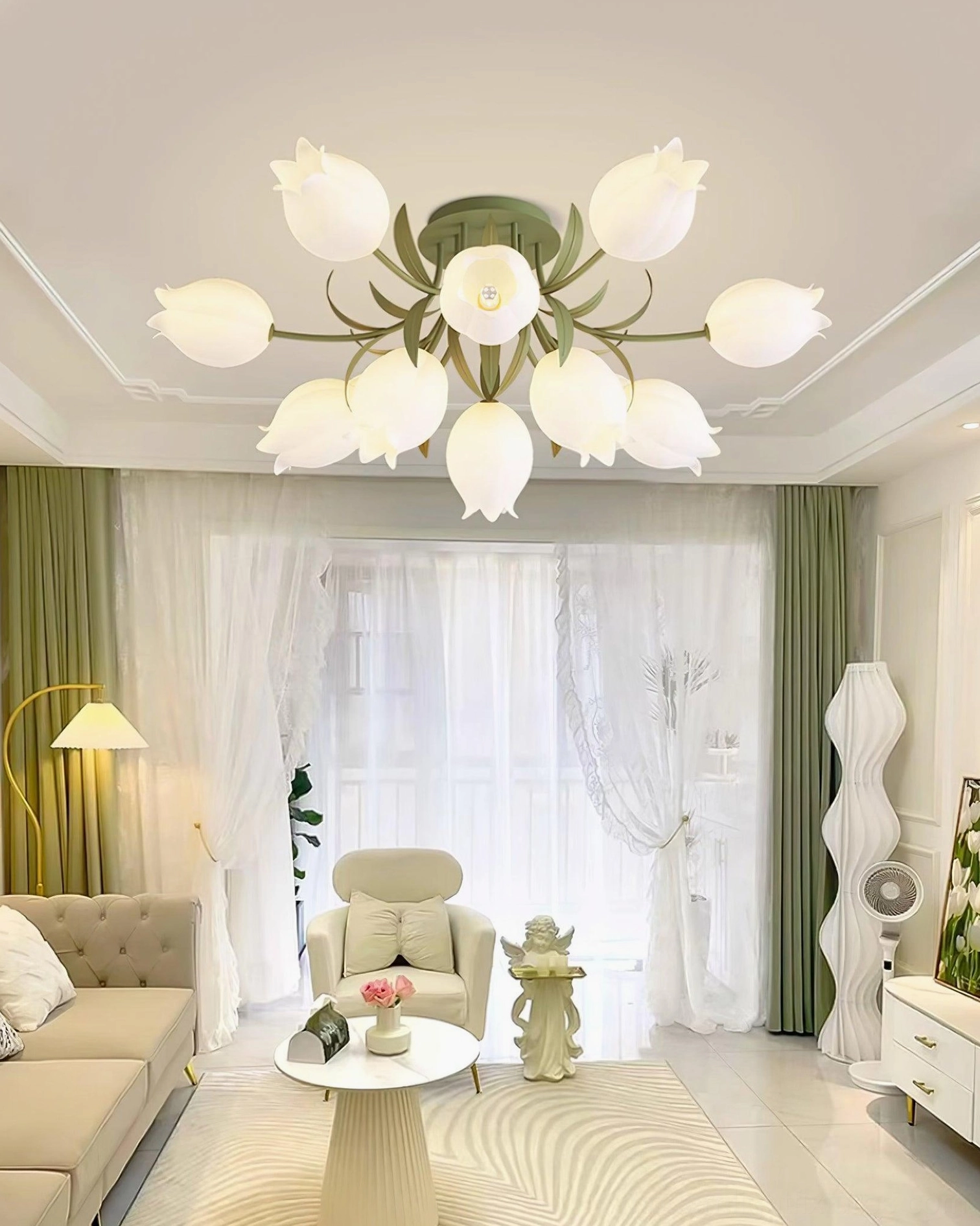 Ricko modern ceiling light fixture in hallway space - compact 3-head configuration integrated with neutral walls