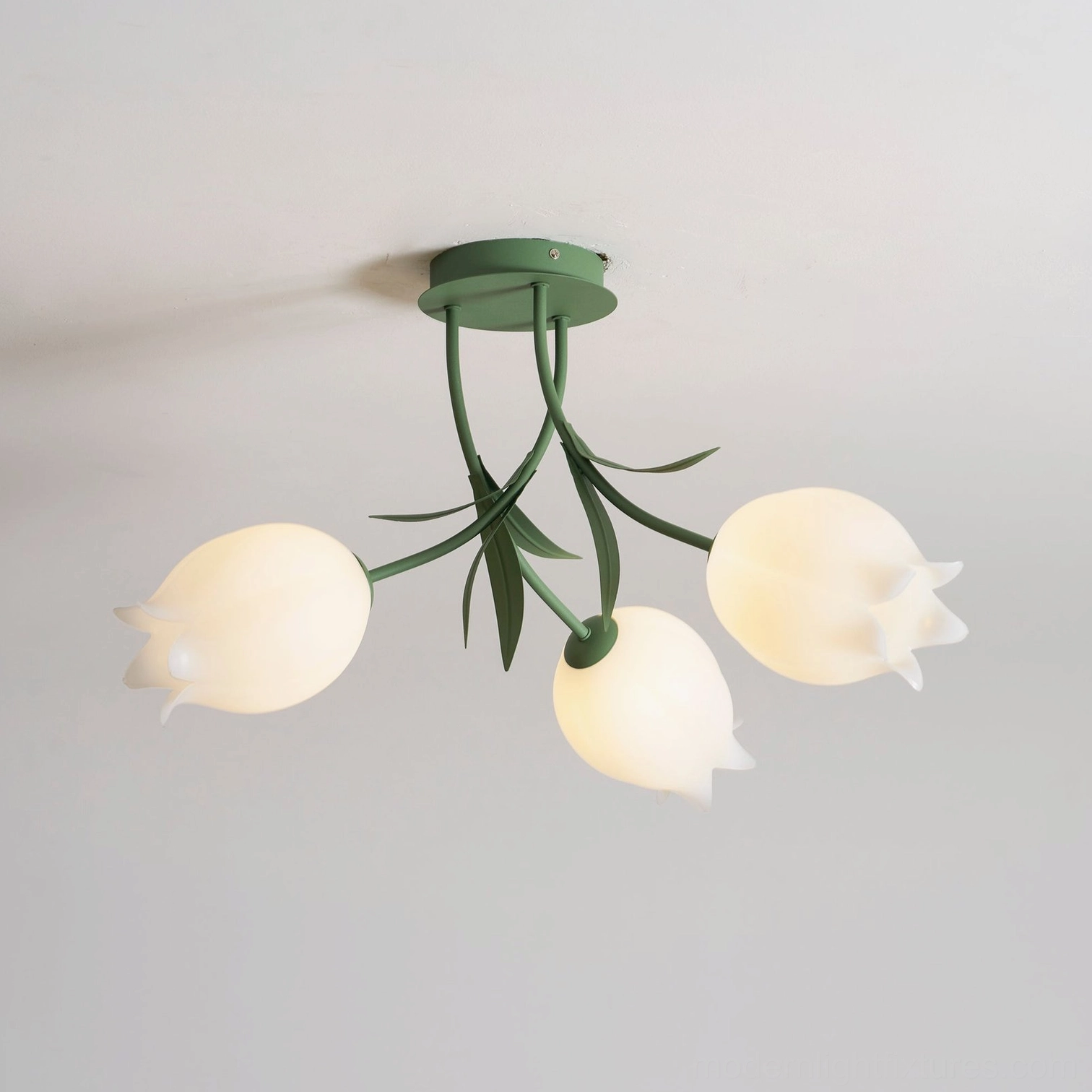 Ricko 3-head modern ceiling light Japandi interior - minimalist botanical fixture aesthetic design
