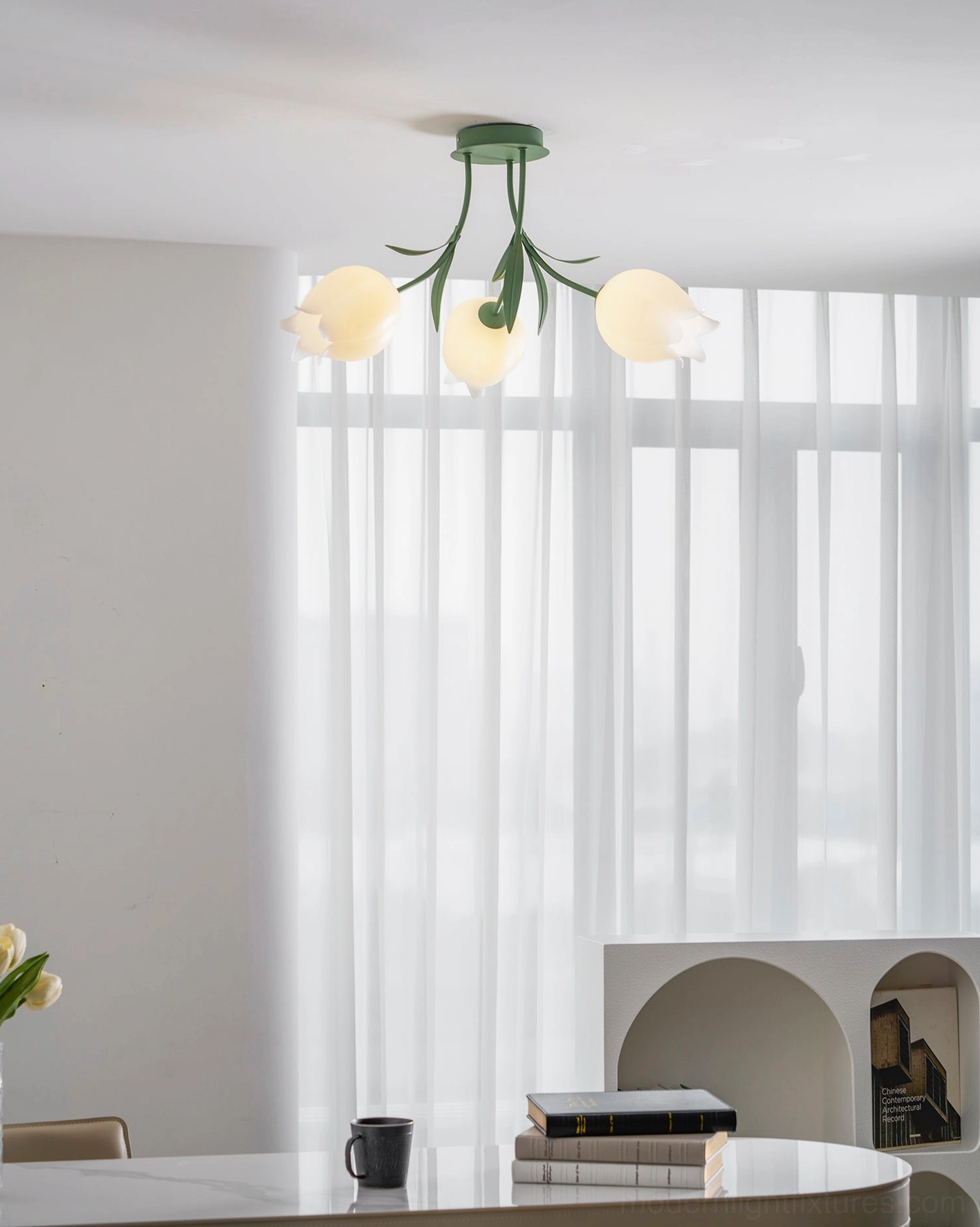 Ricko 3-head lily pendant - hand-cut shade botanical form contemporary artisanal craftsmanship