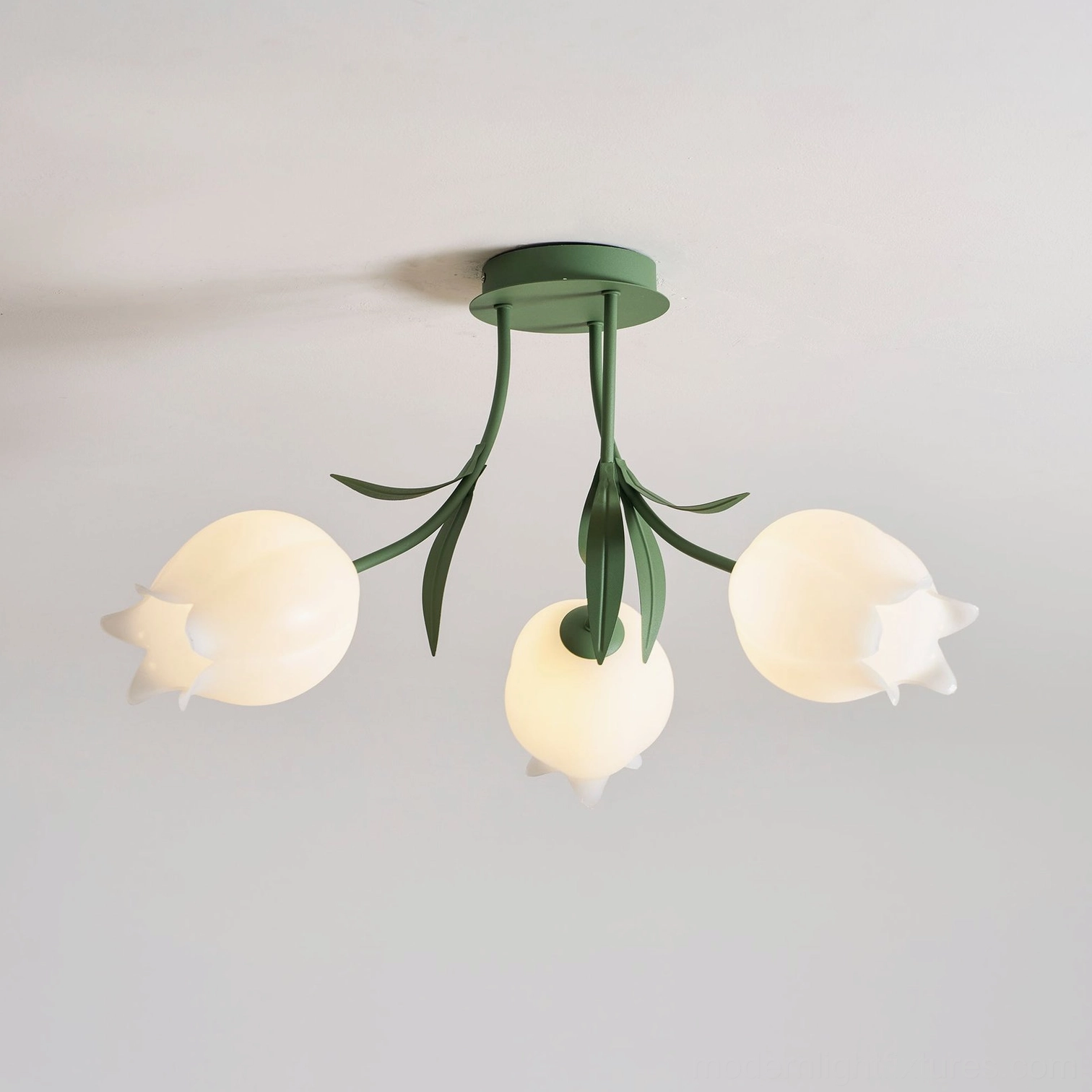 Ricko 3-head ceiling fixture metal framework - sage green contemporary canopy construction