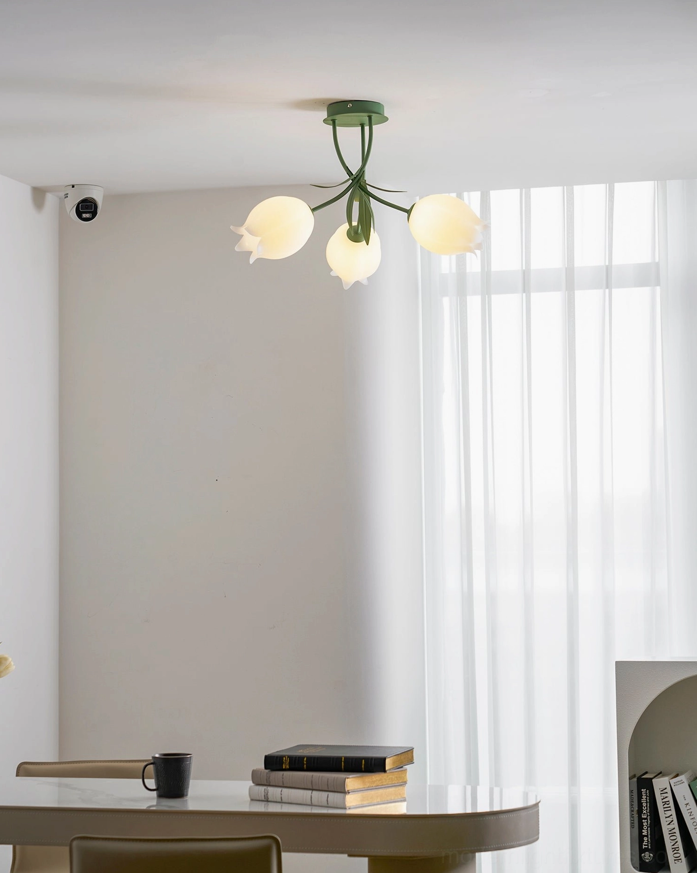 Ricko 3-head lily ceiling fixture warm white glow - ambient evening lighting cottagecore style
