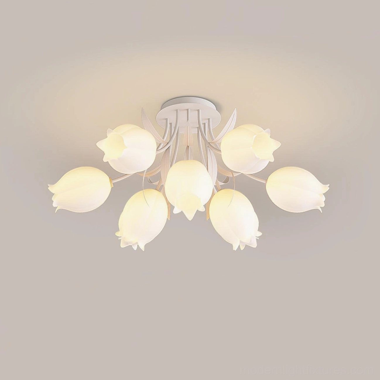 Ricko 9-head lily ceiling light sage green option - contemporary hand-cut acrylic living room fixture