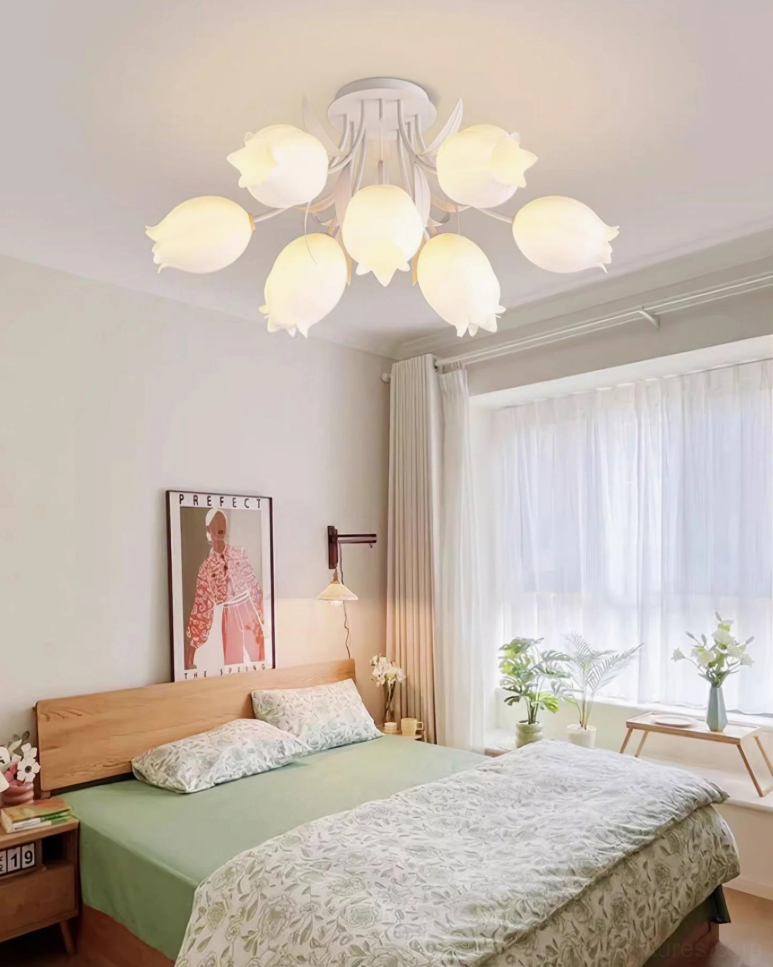 Ricko ceiling light with dimmer-compatible LED bulbs - energy-efficient botanical style lighting solution