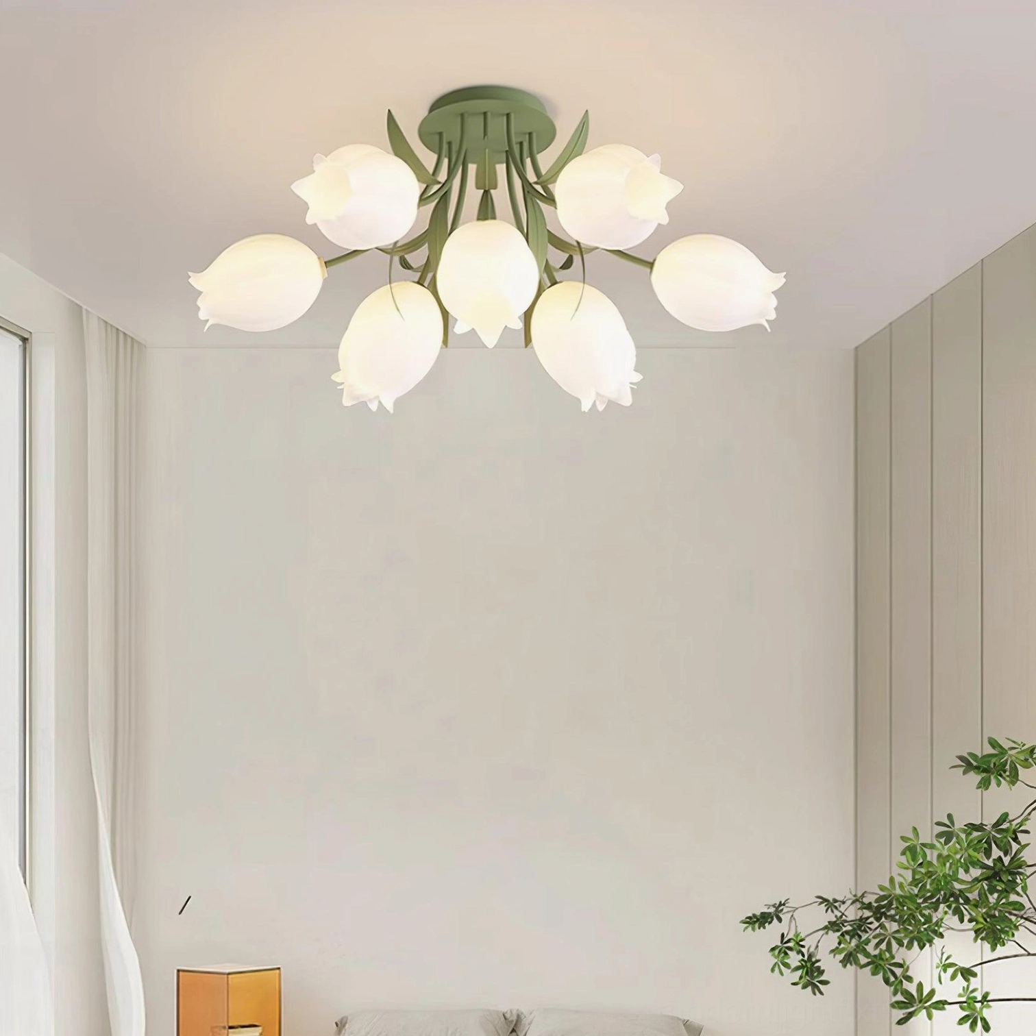 Ricko lily ceiling fixture installed in modern bathroom - damp-rated water-resistant lighting design