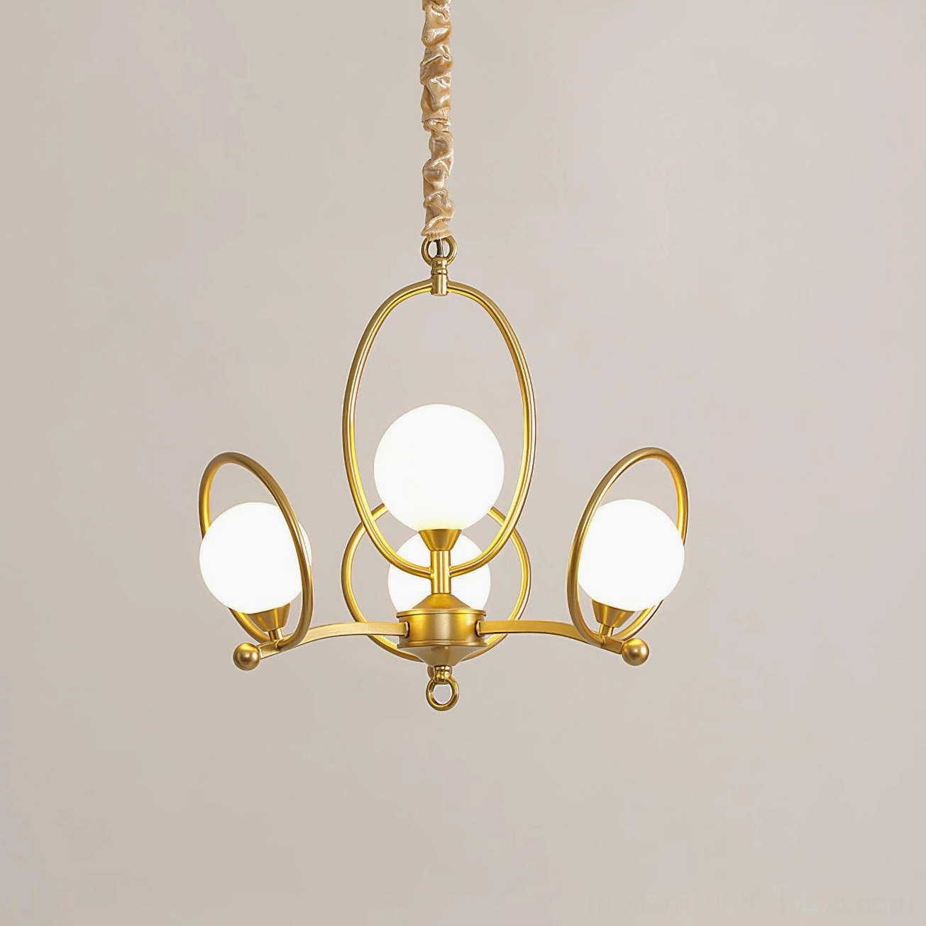 Riley gold and white dual-tone glass chandelier fixture showing color variant options and design proportions