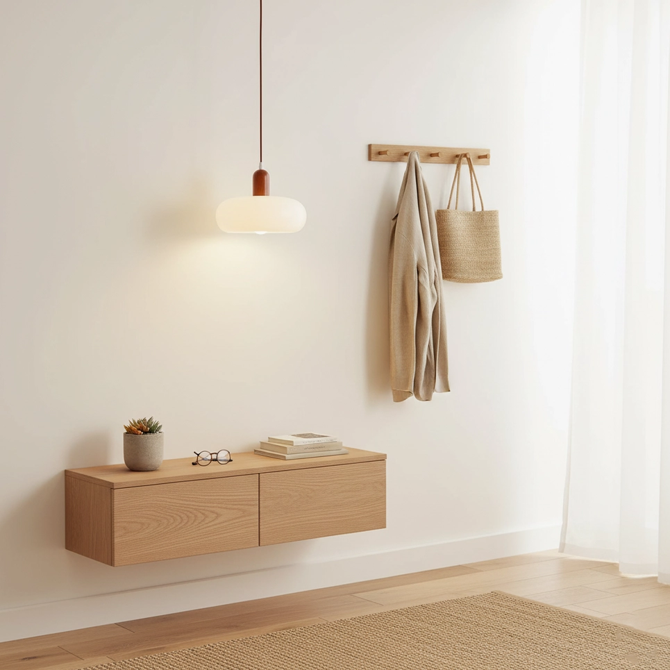Nordic-inspired Rime pendant light creating warm ambient glow in modern living space