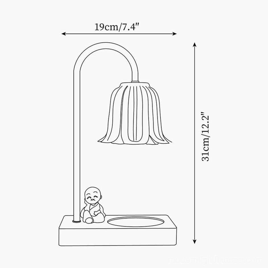 Rina candle warmer lamp technical line drawing side view with dimensions specifications