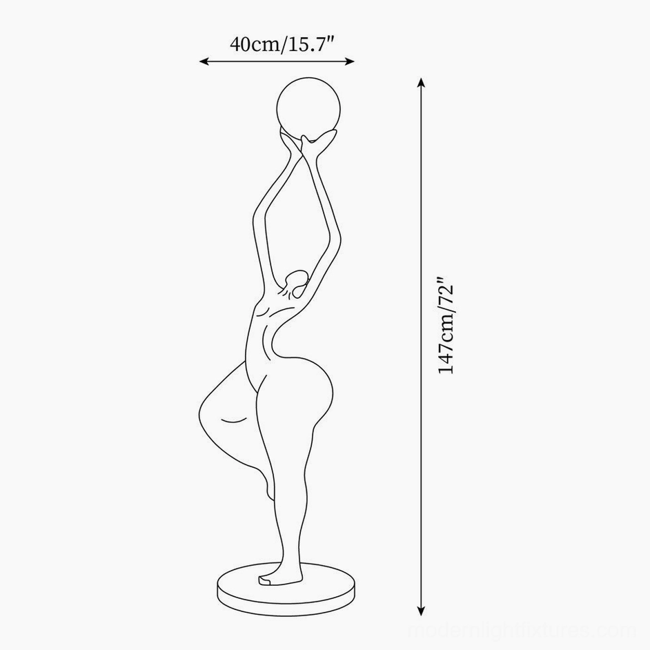 Technical dimension drawing of Rina floor lamp compact model showing 40cm diameter base and 147cm total height specifications