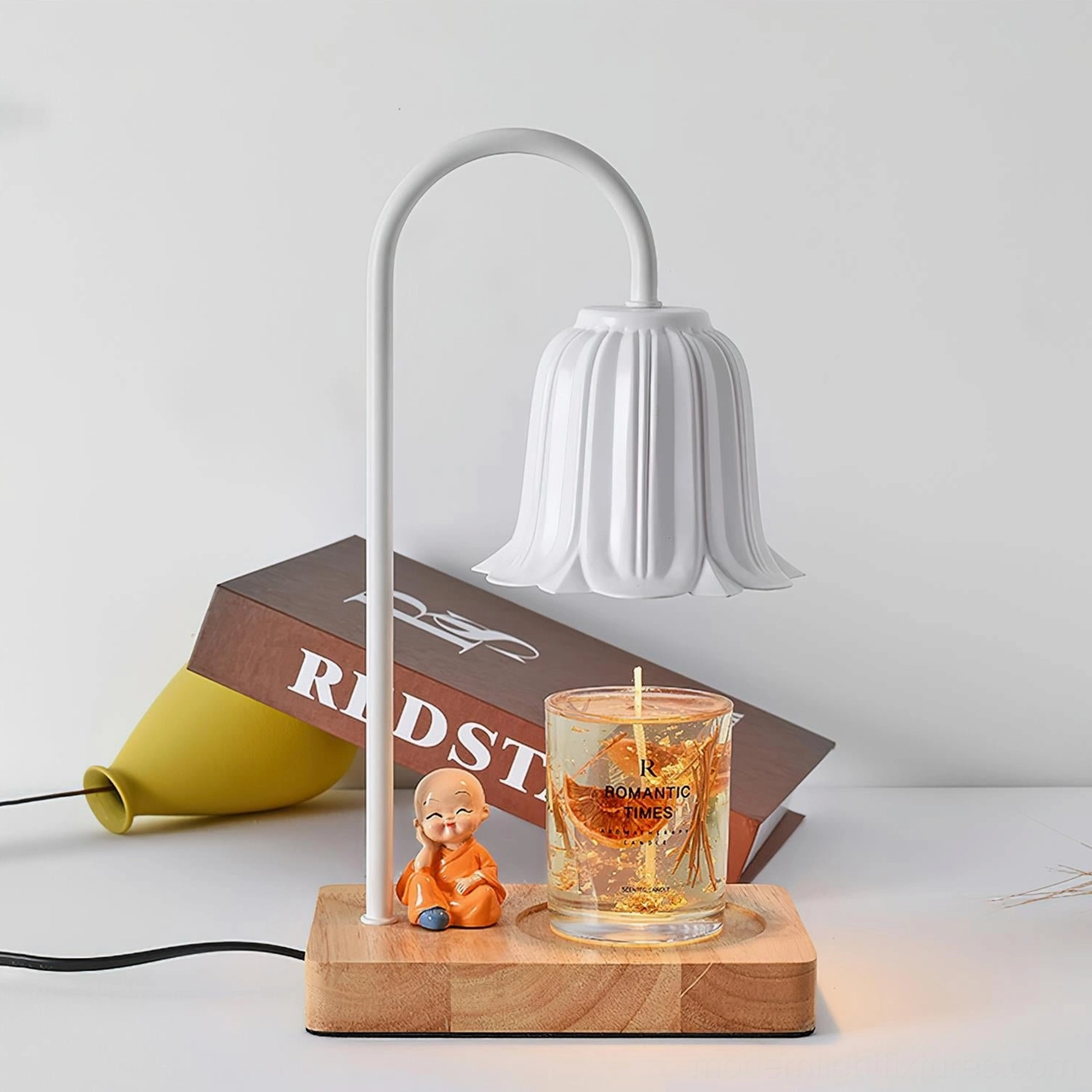 Rina white petal bell candle warmer lamp modern minimalist interior design styling