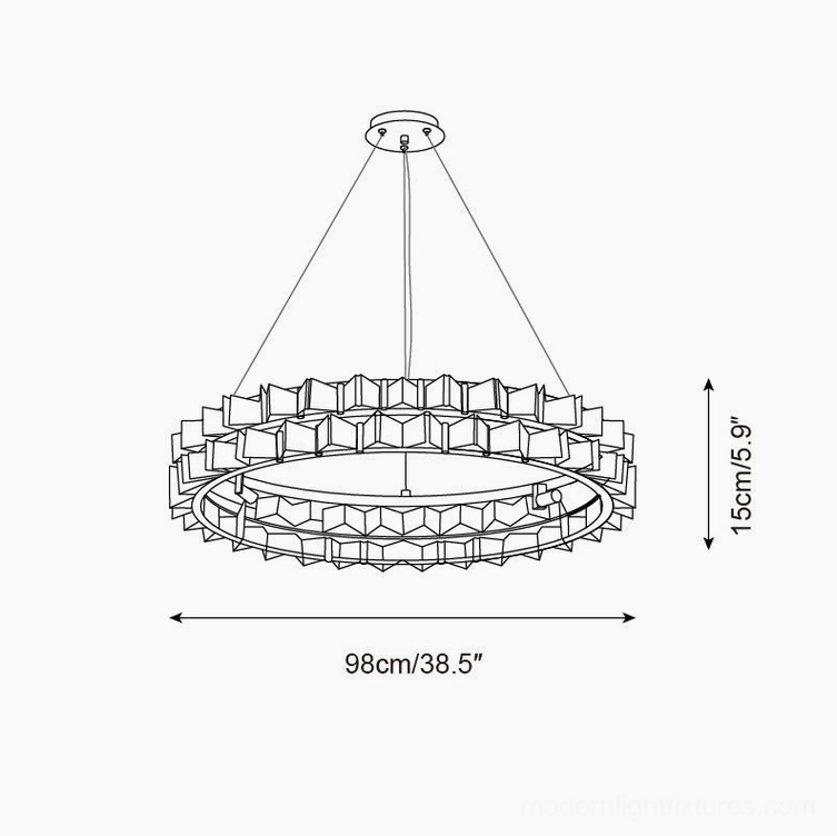 Ring chandelier technical specification diagram 98cm 38.5 inches diameter large size