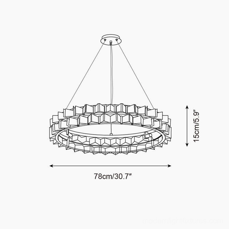 Ring chandelier technical specification diagram 78cm 30.7 inches diameter medium size