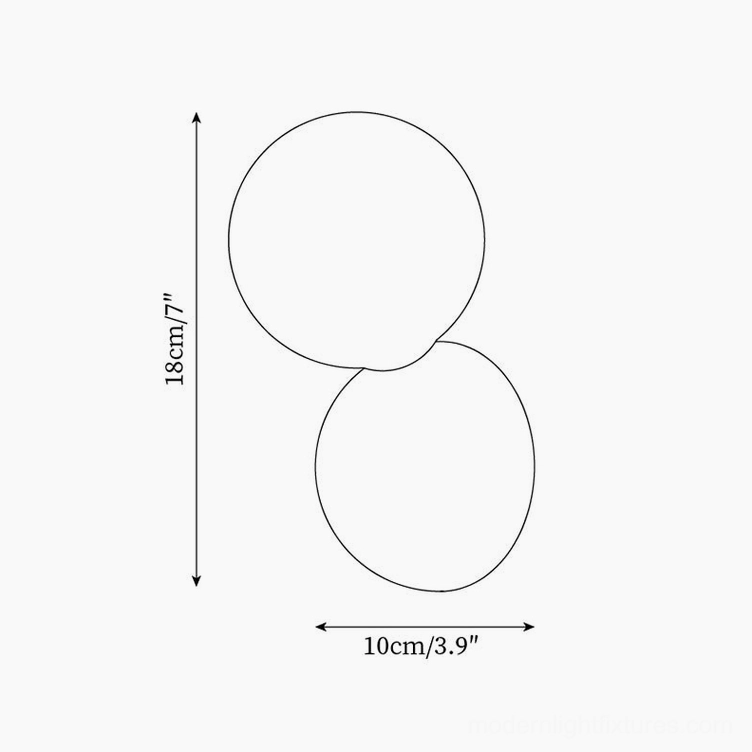 Ringo wall sconce technical schematic showing dimensions: width 10cm (3.9 inches), height 18cm (7 inches)