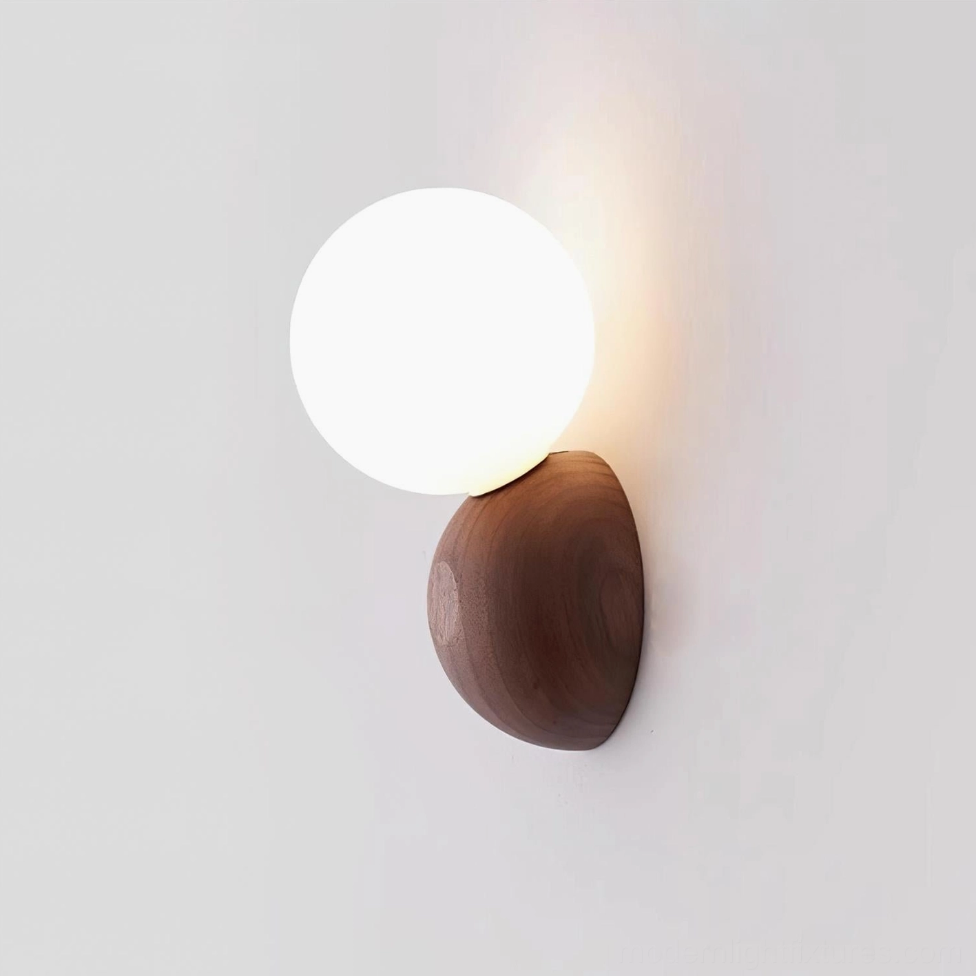 Ringo modern wall lamp showing wood base attachment and G9 socket details for hardwired installation