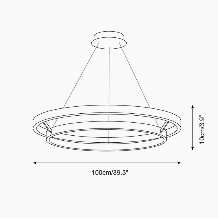 Ringora 100cm pendant chandelier technical specification diagram - 39.3 inches diameter