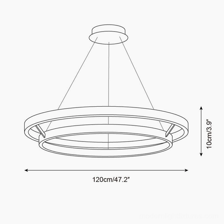 Ringora 120cm pendant chandelier technical specification diagram - 47.2 inches diameter