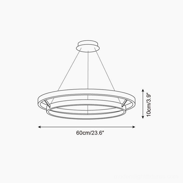 Ringora 60cm pendant chandelier technical specification diagram - 23.6 inches diameter