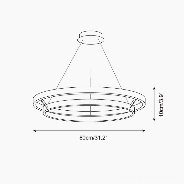 Ringora 80cm pendant chandelier technical specification diagram - 31.2 inches diameter