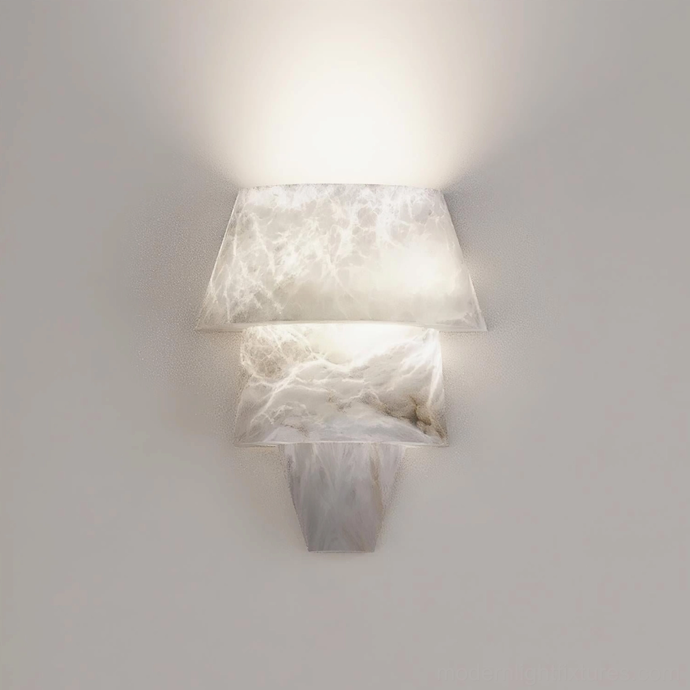 Rinkle tiered alabaster sconce alternative height proportion, layered geometric wall fixture