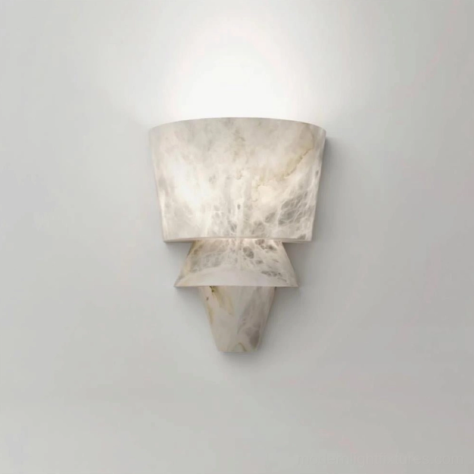 Rinkle alabaster wall sconce Model A largest size installed architectural presence