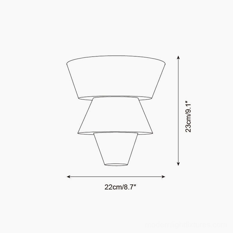 Rinkle wall sconce technical drawing specifications Model B height 23cm 9.1 inches