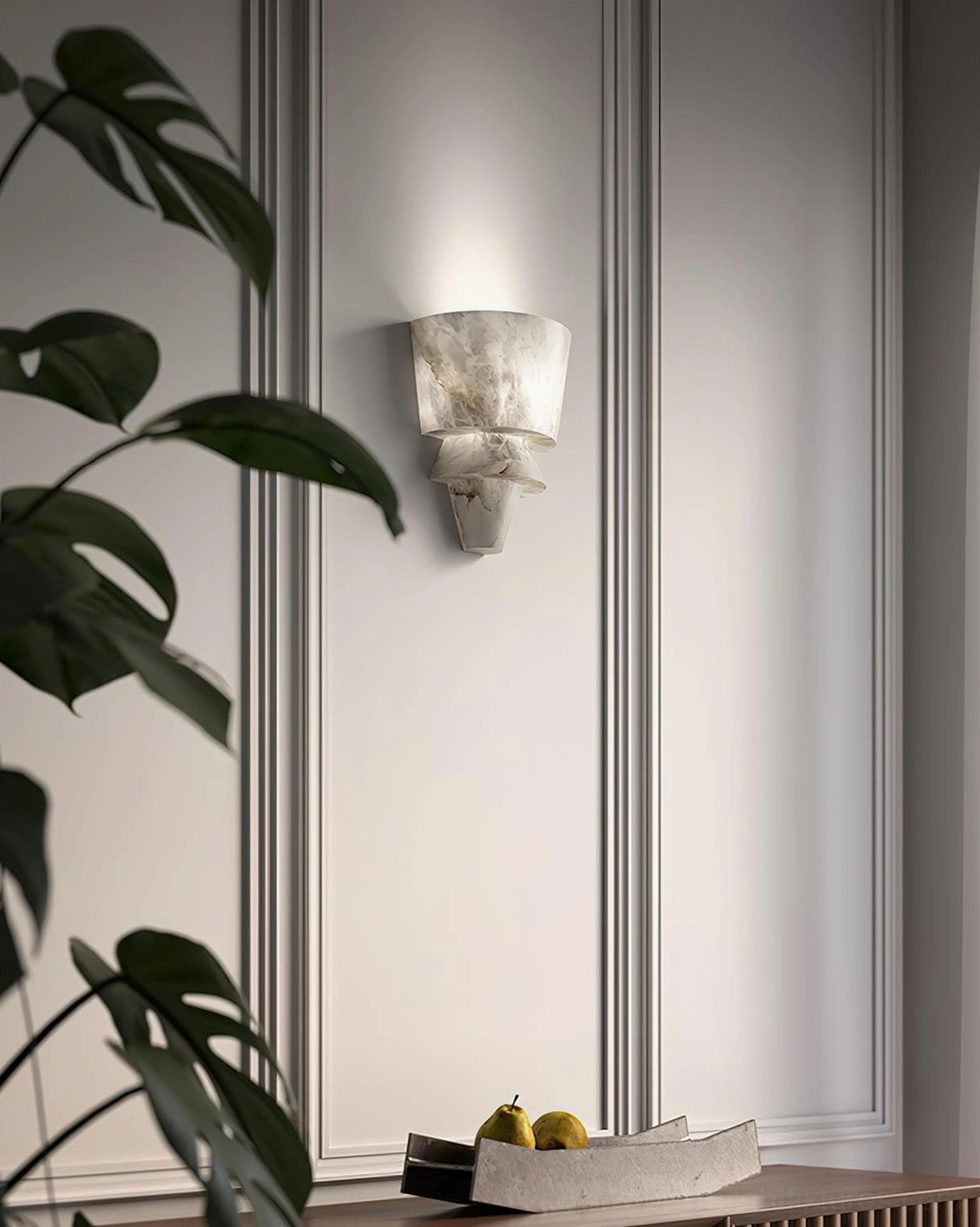 Rinkle alabaster wall lamp sculptural light fixture modern minimalist interior design