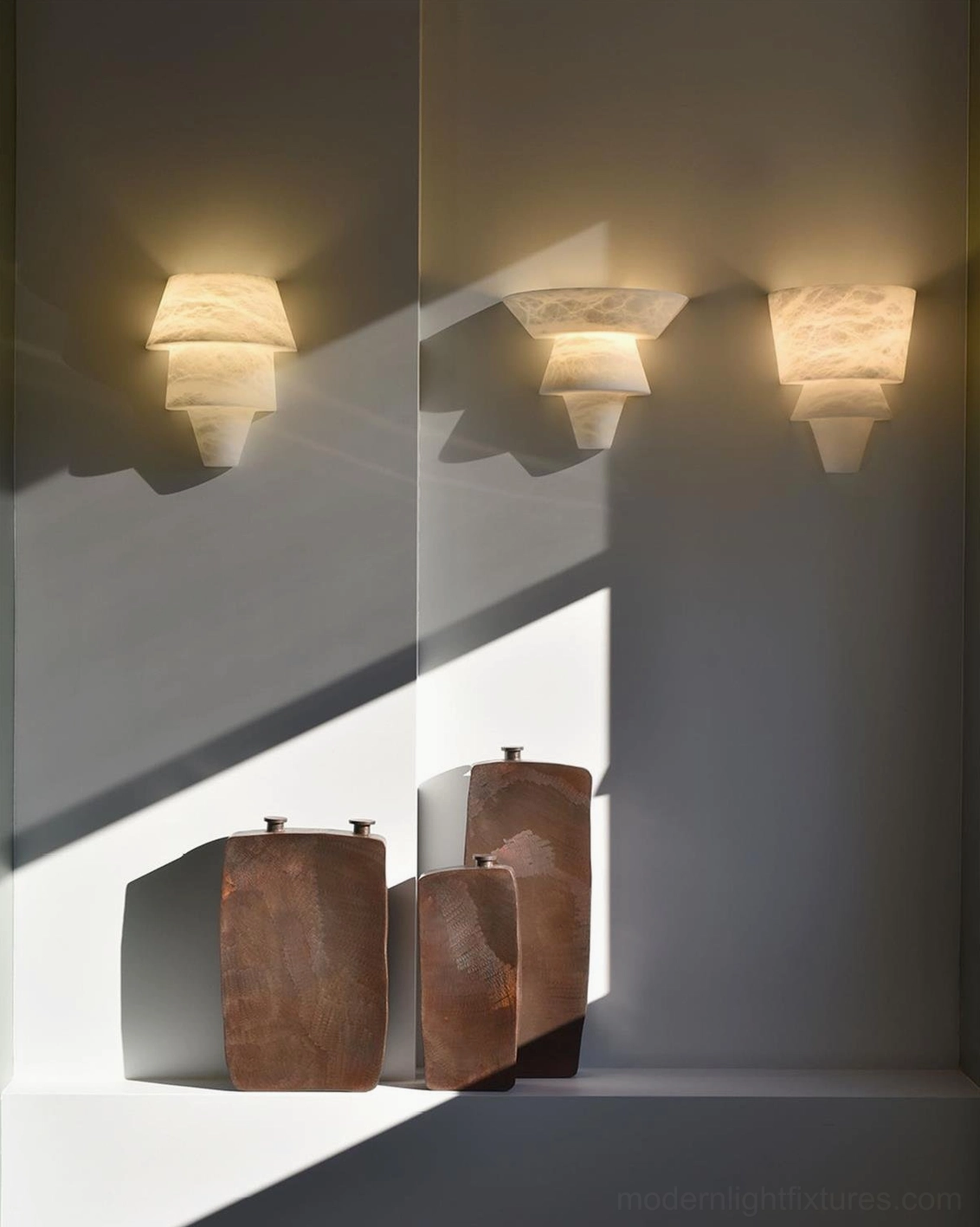 Rinkle alabaster sconce soft diffused light ambiance evening bedroom wall accent