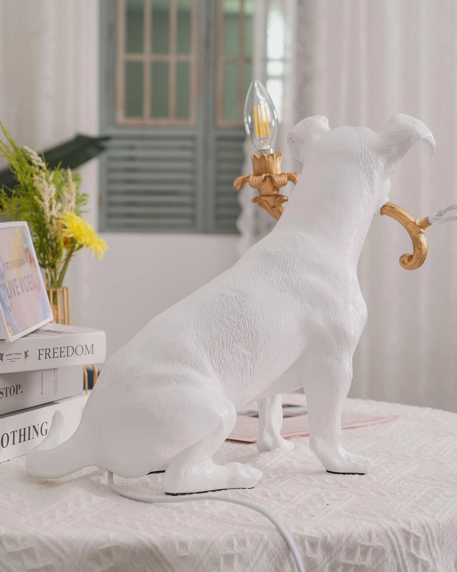 Rio dog table lamp artistic home lighting, sculptural canine figure light fixture, modern decorative dog table lamp