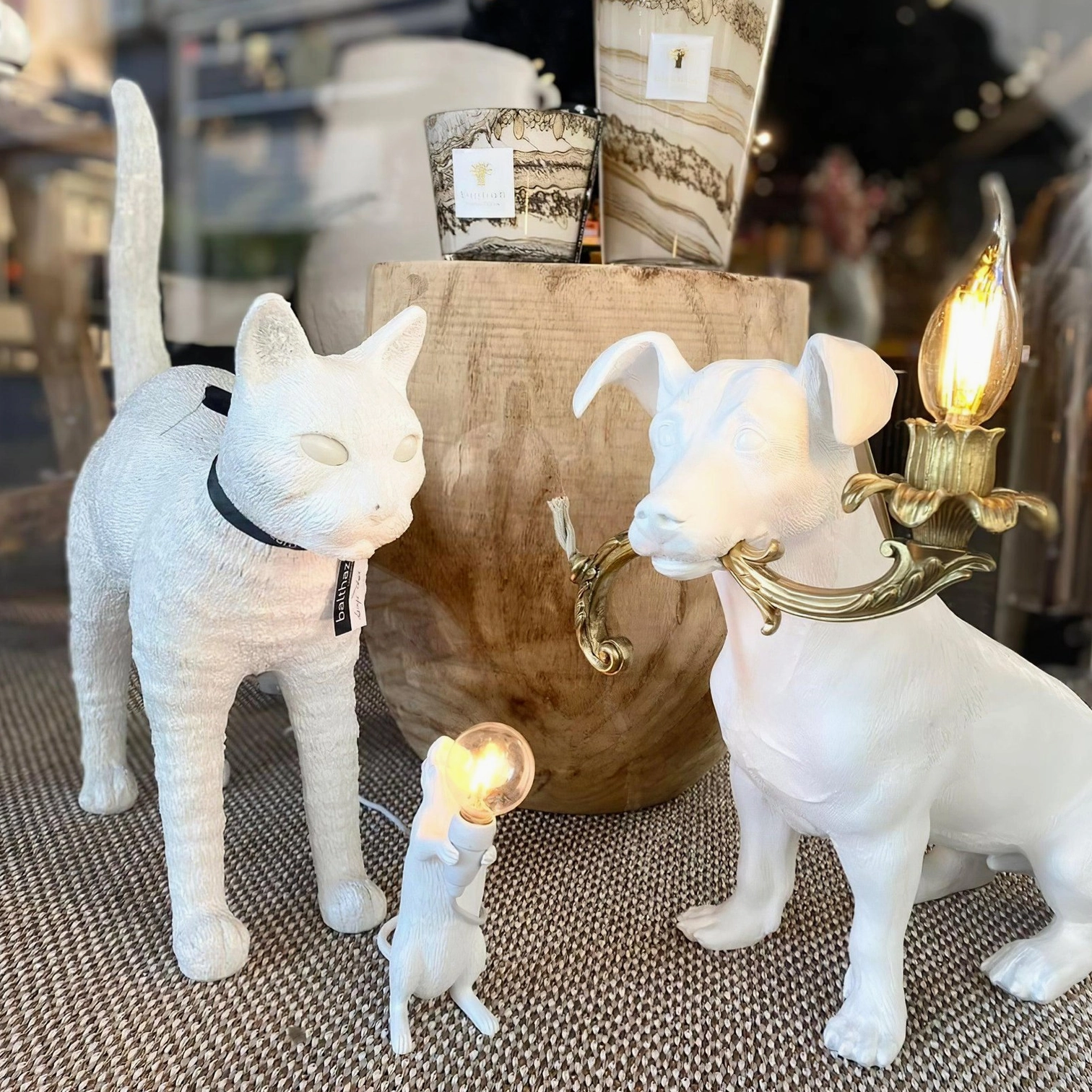 Rio dog table lamp contemporary fixture, modern decorative dog light, resin and metal construction table lamp