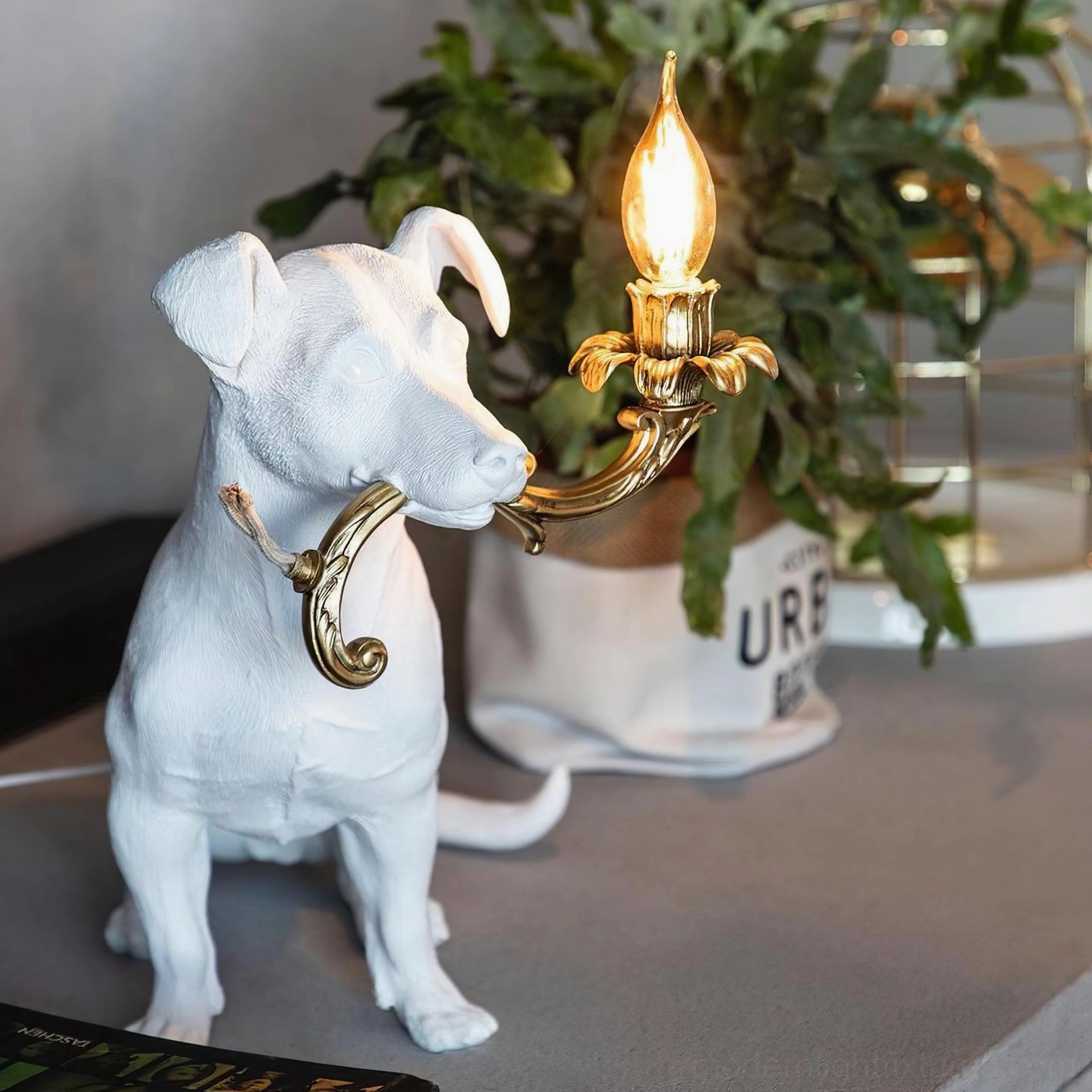Rio dog table lamp decorative design, modern dog light fixture, contemporary resin sculptural table lamp