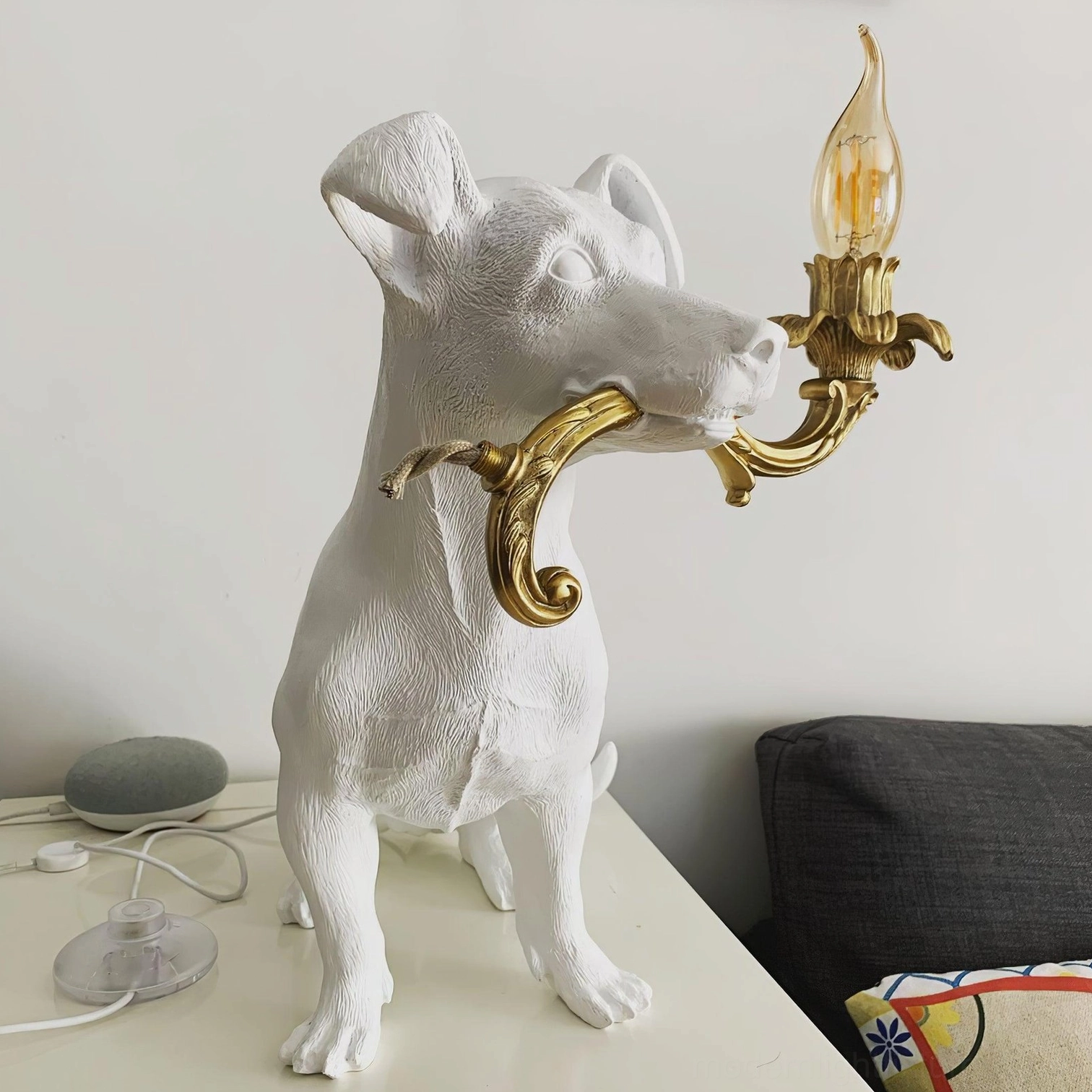 Rio dog table lamp elegant fixture, decorative dog-shaped modern light, contemporary resin table lamp home lighting