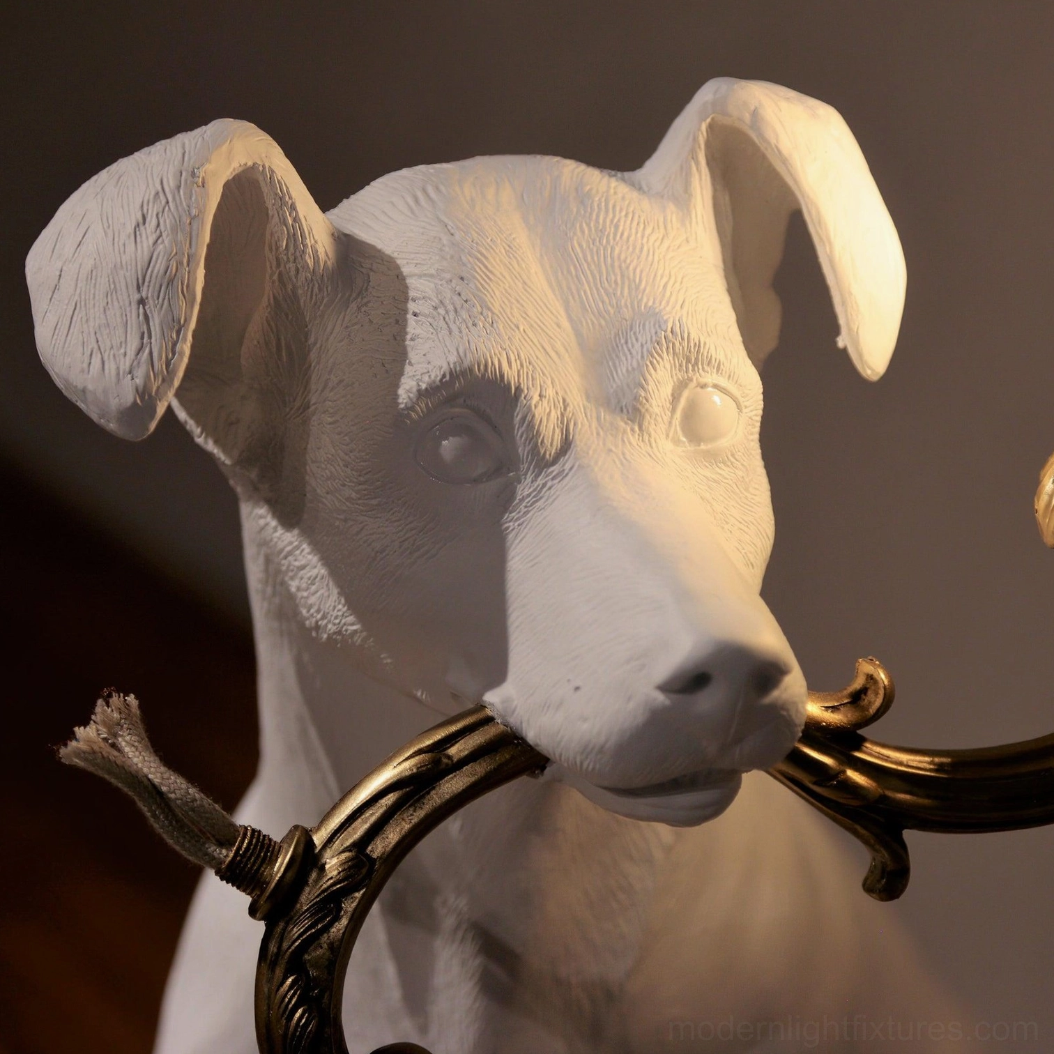 Rio dog table lamp illuminated, modern light fixture dog-shaped, decorative resin canine lamp warm illumination