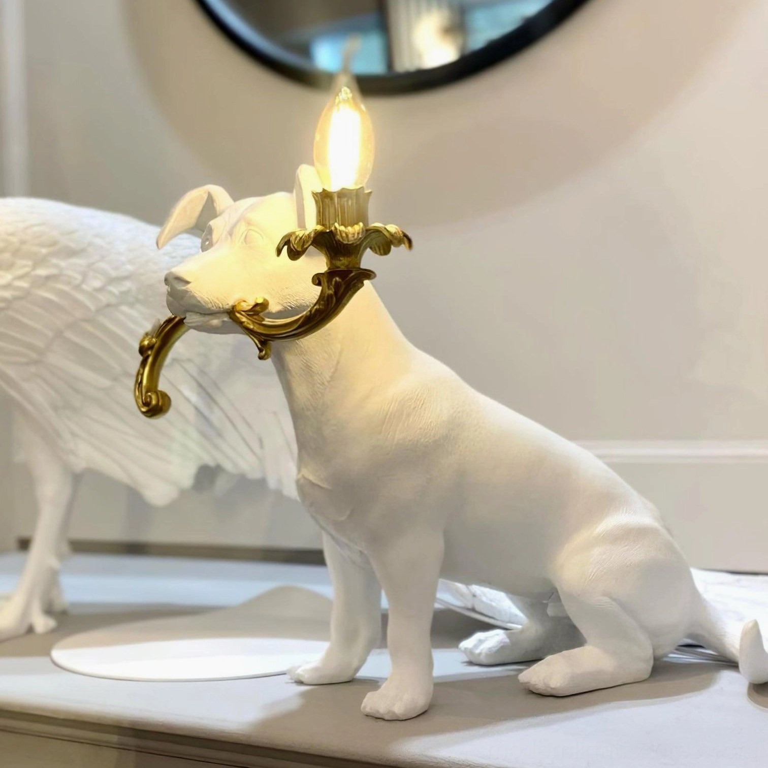 Rio dog table lamp modern decorative, dog-shaped light fixture, contemporary resin table lamp artistic detail