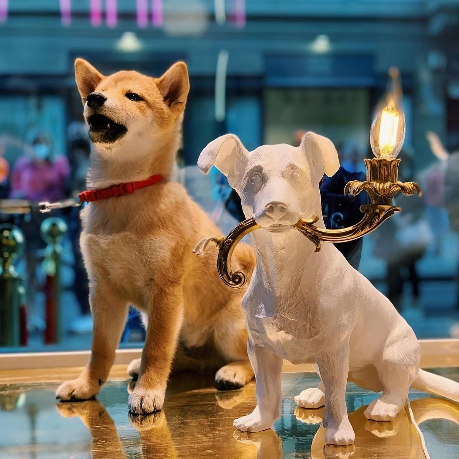 Rio dog table lamp modern design, decorative dog-shaped light fixture, contemporary resin table lamp artistic