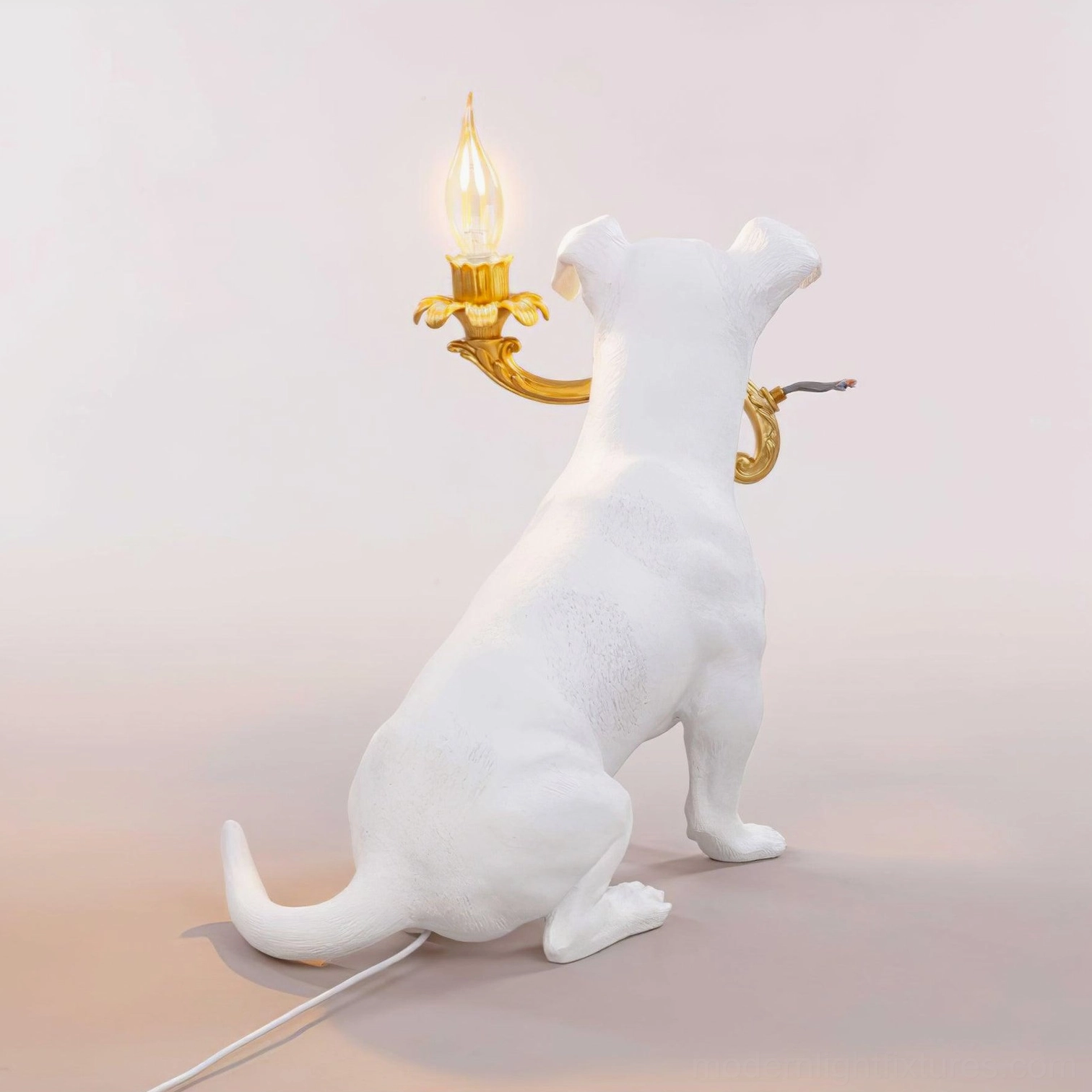 Rio dog table lamp modern design, decorative dog-shaped light fixture, contemporary resin table lamp gold accents