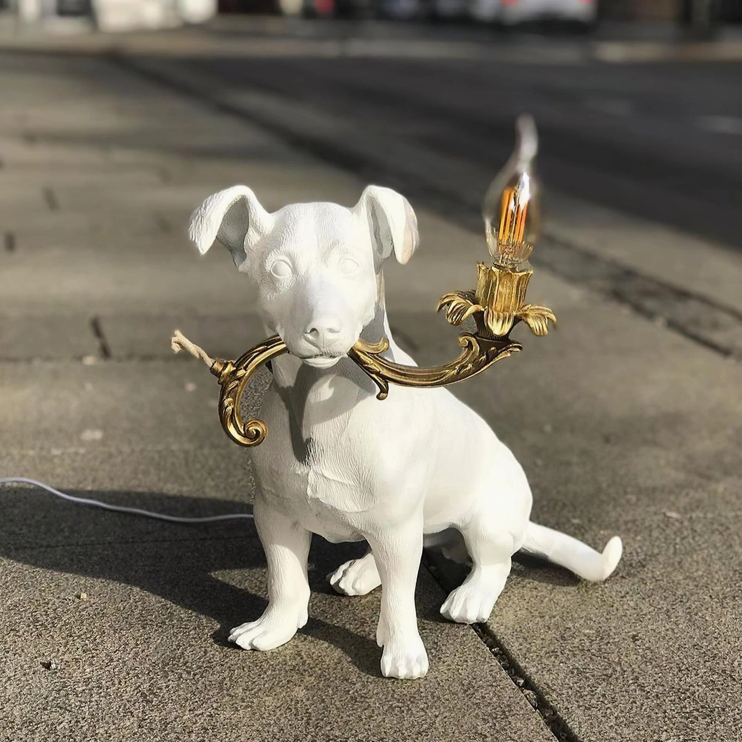 Rio dog table lamp modern home décor, decorative dog-shaped light, contemporary resin table lamp styling